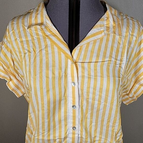 NWOT Denim & Co. Naturals Striped Button-Front Top Sz S - Picture 5 of 12